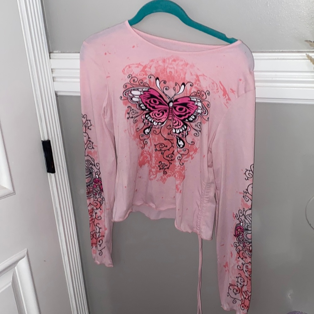 Longe sleeve graphic crop top